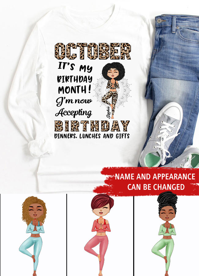 October Birthday Shirt, Custom Birthday Shirt, Queens are Born In October, October Birthday Shirts For Woman, October Birthday Gifts, Birthday Gifts For Yoga Lovers