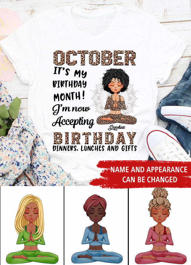 October Birthday Shirt, Custom Birthday Shirt, Queens are Born In October, October Birthday Shirts For Woman, October Birthday Gifts, Birthday Gifts For Yoga Lovers