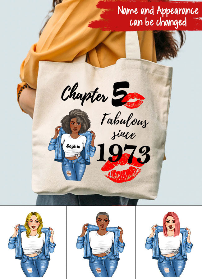 Chapter 50, Fabulous Since 1973 50th Birthday, Her Gifts For 50 Years Old, Turning 50 Birthday, Personalized Tote Bag - Birthday Gift For Her, Girl, Woman