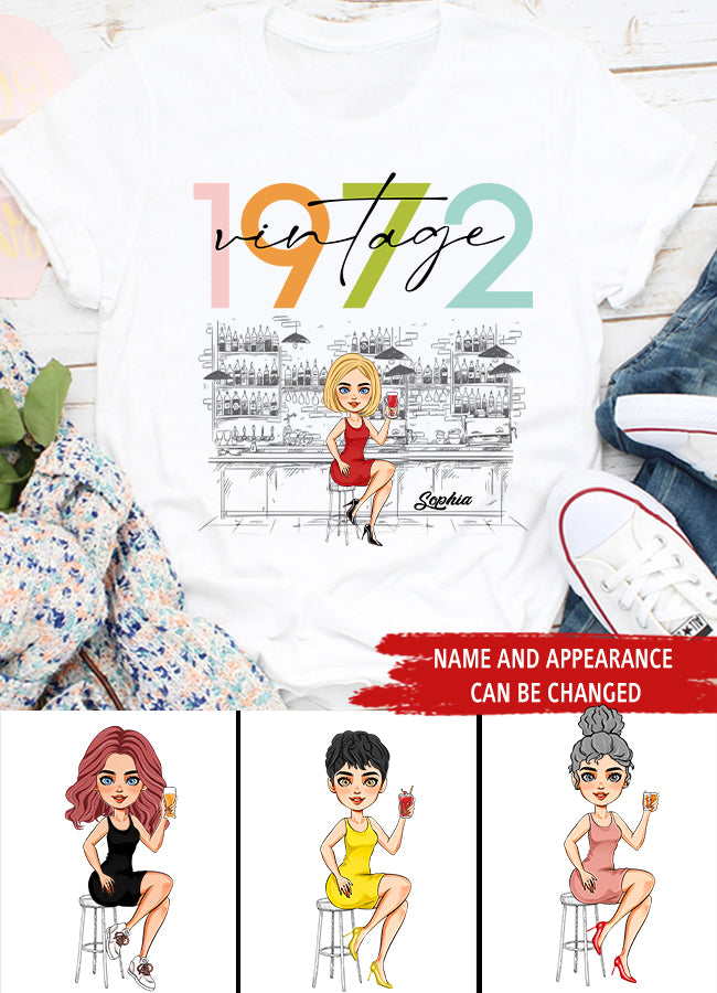 Vintage 1972 Shirt, Custom Birthday Shirt, 50th Birthday Unique Gifts For Woman, 50th Birthday Ideas, Turning 50 Years Old Cotton Shirt