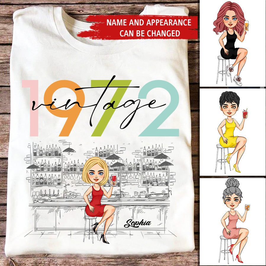 Vintage 1972 Shirt, Custom Birthday Shirt, 50th Birthday Unique Gifts For Woman, 50th Birthday Ideas, Turning 50 Years Old Cotton Shirt