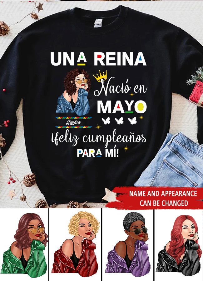 Camisa De Cumpleaños De Mayo, Camisa De Cumpleaños Personalizada, Reinas Nacidas En Mayo, Regalos De Cumpleaños De Mayo, Camisas De Mayo Para Mujeres