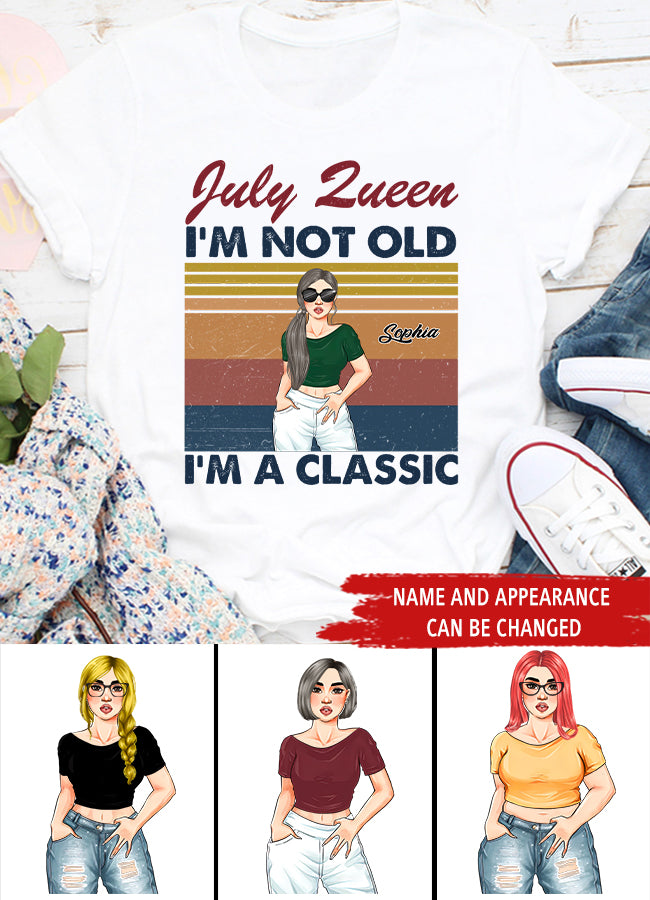 July Birthday Shirt, Vintage July Queen Custom Birthday Shirt, Queens Born In July, July Birthday Shirts For Woman, July Birthday Gifts