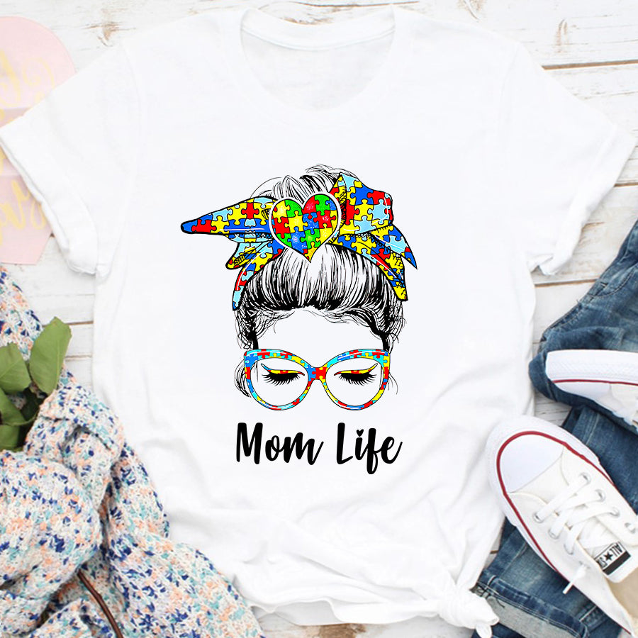 The Autistic Autism Awareness Mom Life T-Shirt Autism Awareness Shirt For Women