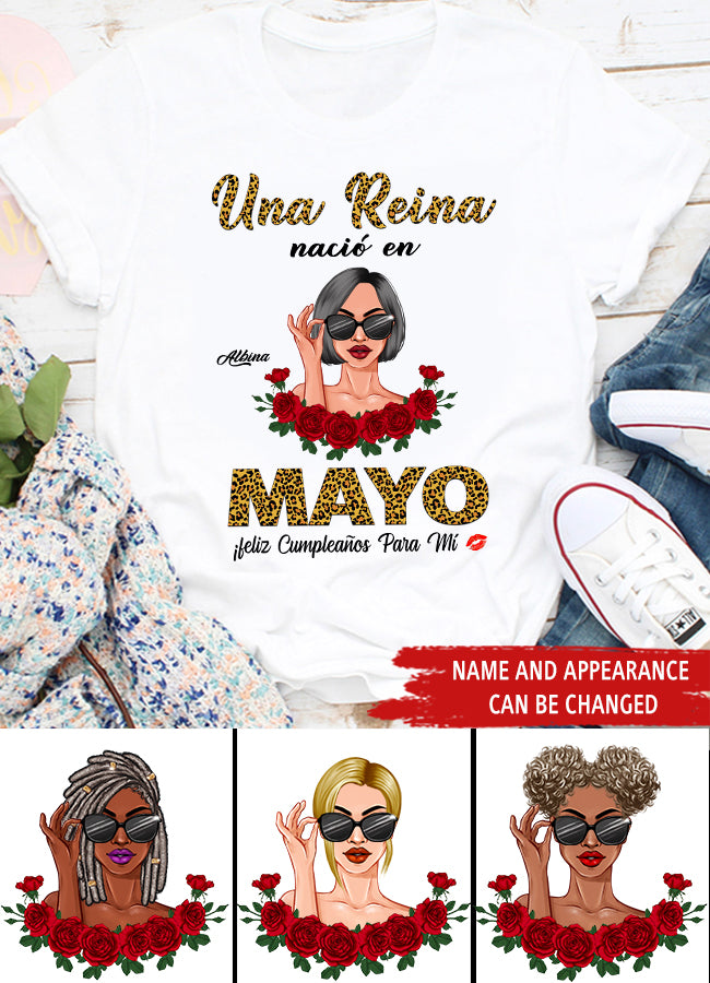 Camisa De Cumpleaños De Mayo, Camisa De Cumpleaños Personalizada, Reinas Nacidas En Mayo, Regalos De Cumpleaños De Mayo, Camisas De Mayo Para Mujeres