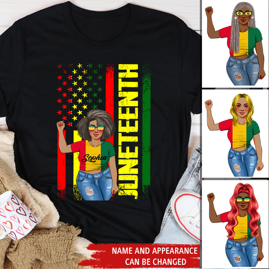 Juneteenth Shirt, Custom Juneteenth Shirt, Juneteenth Freedom Day Afro American African Flag T-Shirt