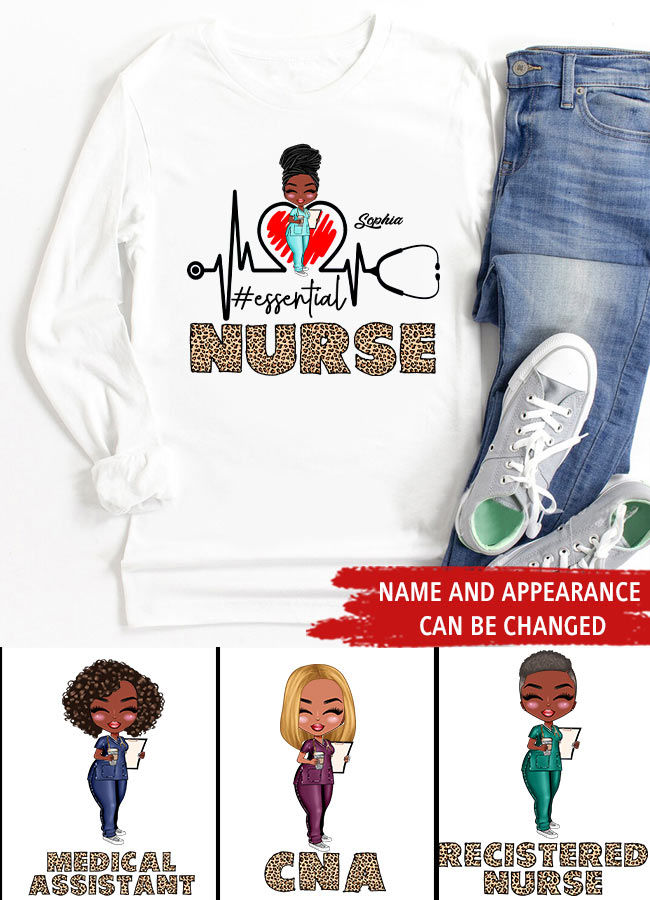 Nurse Life Nutrition Facts - Personalized T Shirt - Gift For Doctor &amp; Nurse - Glitter Leopard Design