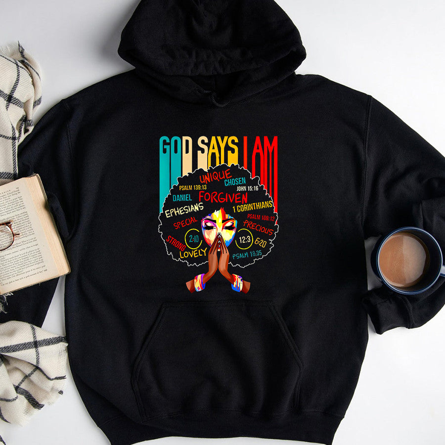 Juneteenth Shirt God Says I Am Afro African American Black Women History Gift T-Shirt