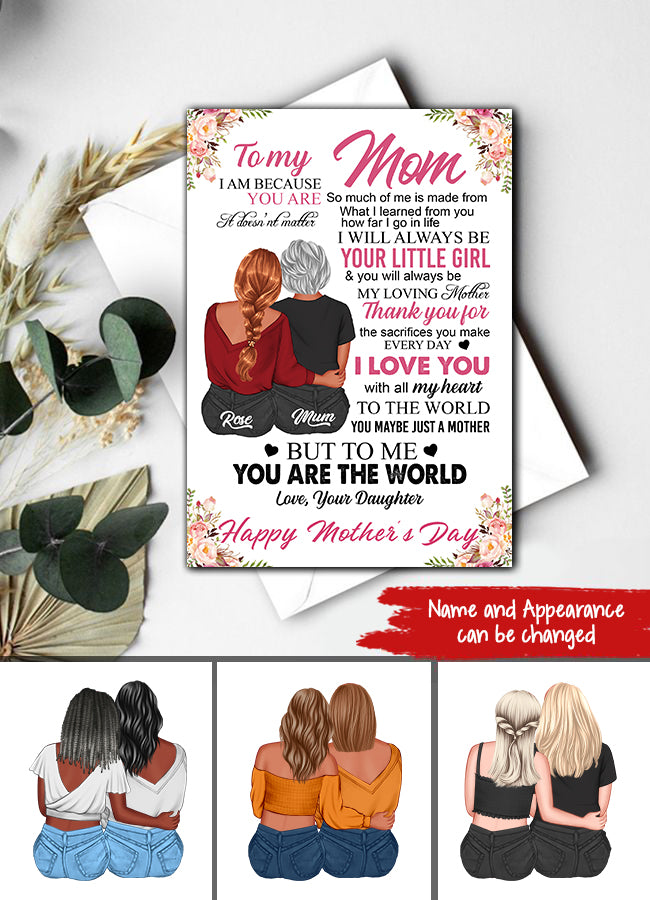 Custom Mothers Day Card - Mother's Day Gift Cards - Happy Mothers Day Card - Mom's Card - Mother's Day Gift From Daughter - Mother Day Gift