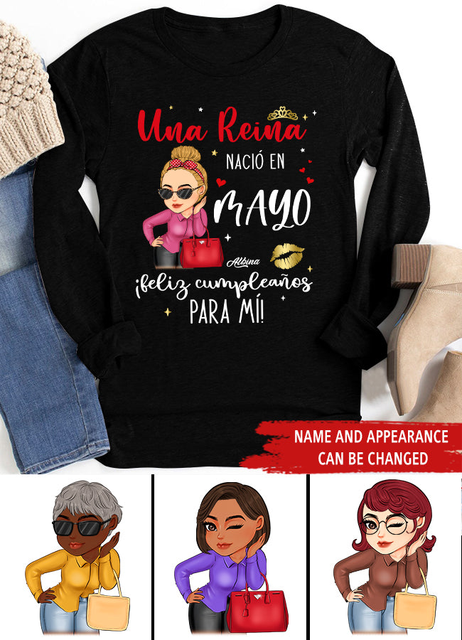 Camisa De Cumpleaños De Mayo, Camisa De Cumpleaños Personalizada, Reinas Nacidas En Mayo, Regalos De Cumpleaños De Mayo, Camisas De Mayo Para Mujeres