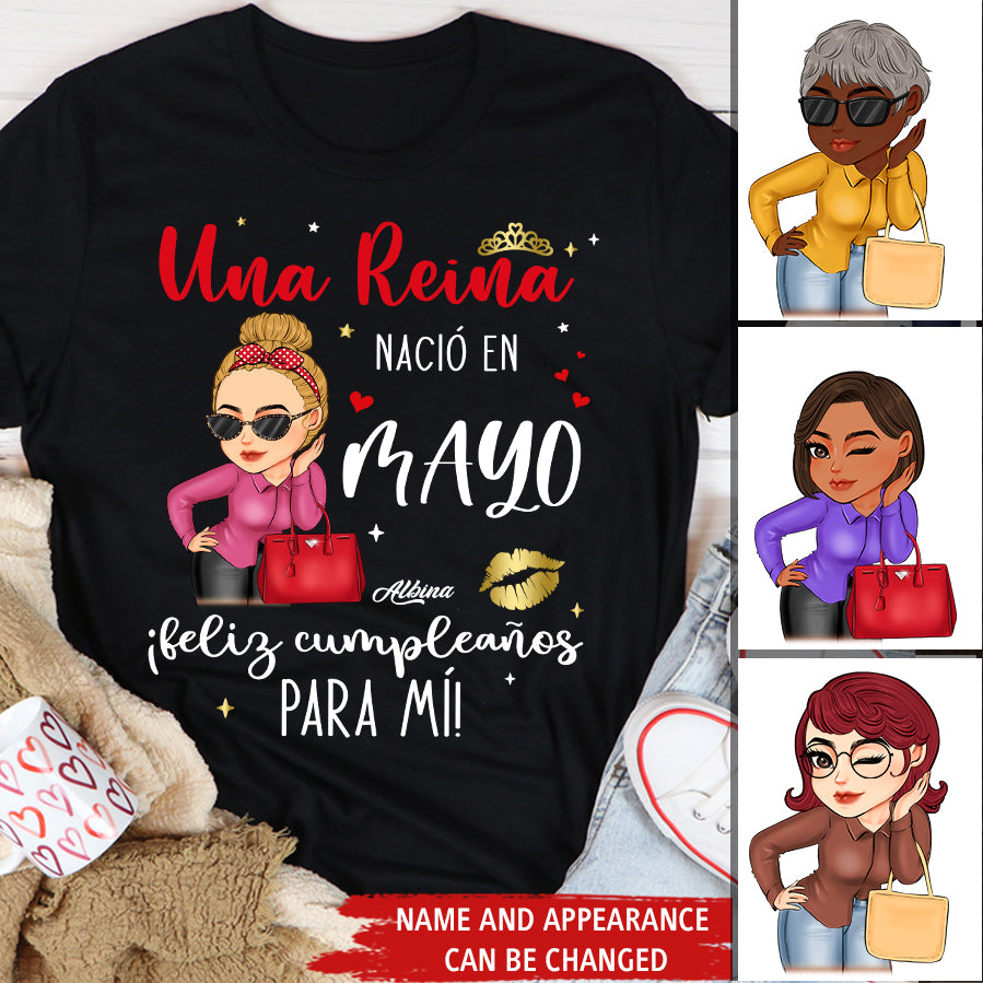 Camisa De Cumpleaños De Mayo, Camisa De Cumpleaños Personalizada, Reinas Nacidas En Mayo, Regalos De Cumpleaños De Mayo, Camisas De Mayo Para Mujeres