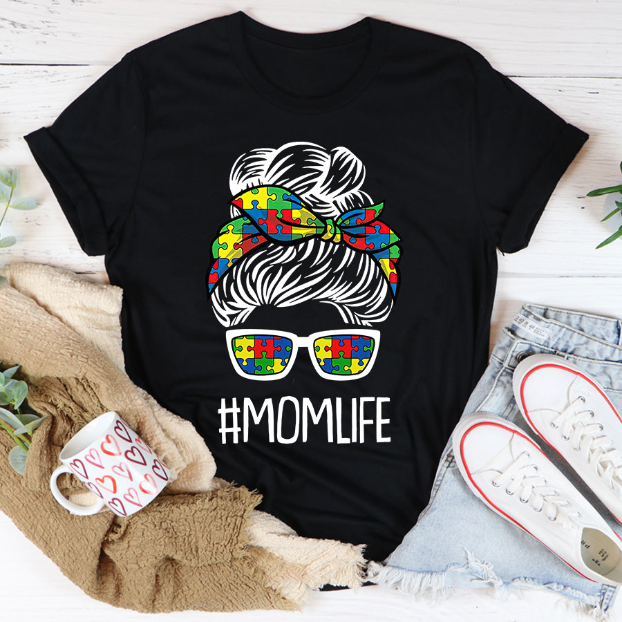 Mom-Life Mothers-Day Autism Awareness Mama Mommy  T-Shirt Autism Awareness Shirt