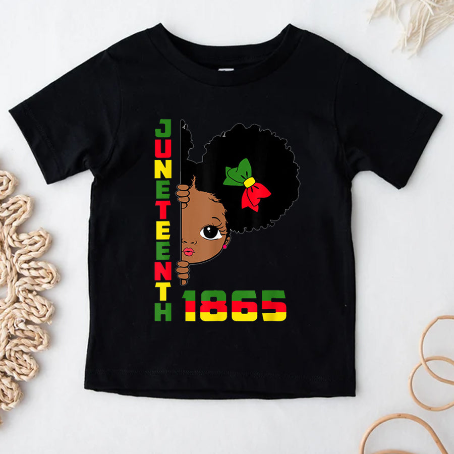 Juneteenth Shirt Juneteenth Celebrating 1865 Cute Black Girls Kids T-Shirt