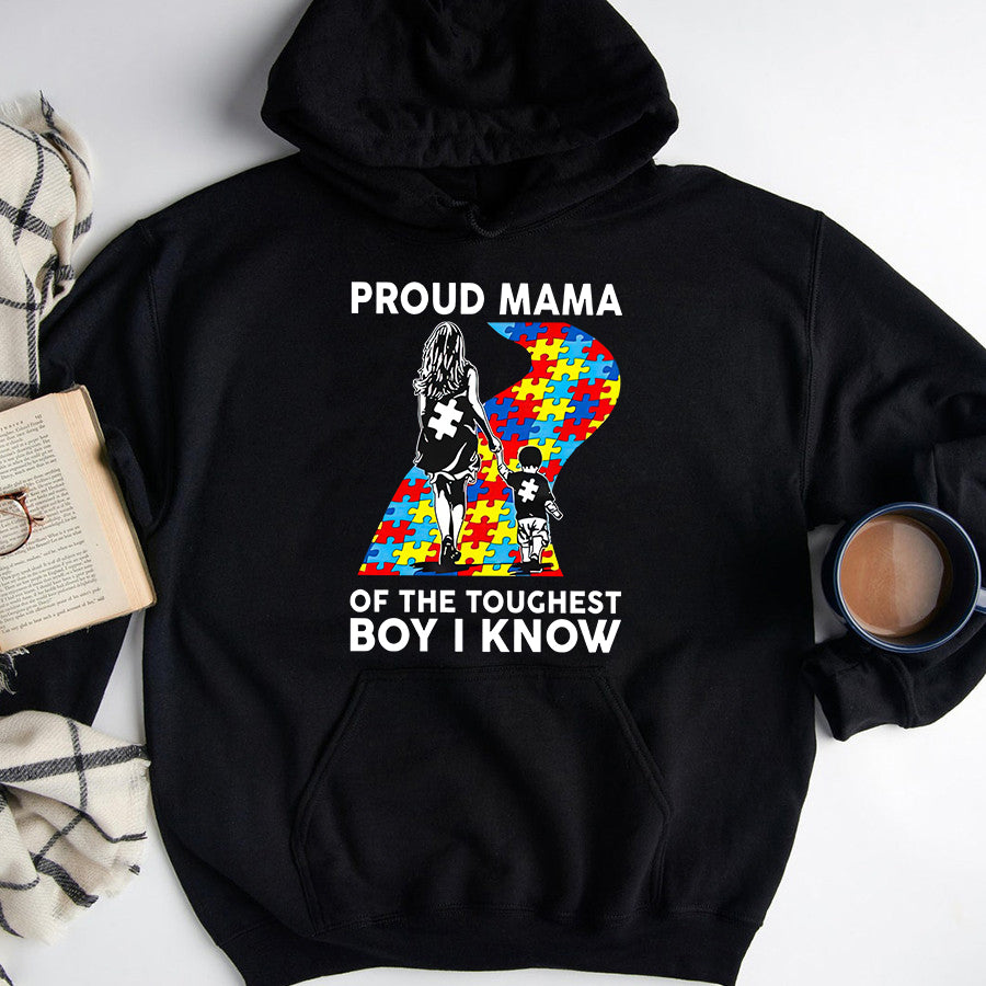 Mom Autism Awareness T-Shirt Proud Mama Of The Toughest Boy I Know Autism Awareness Shirt