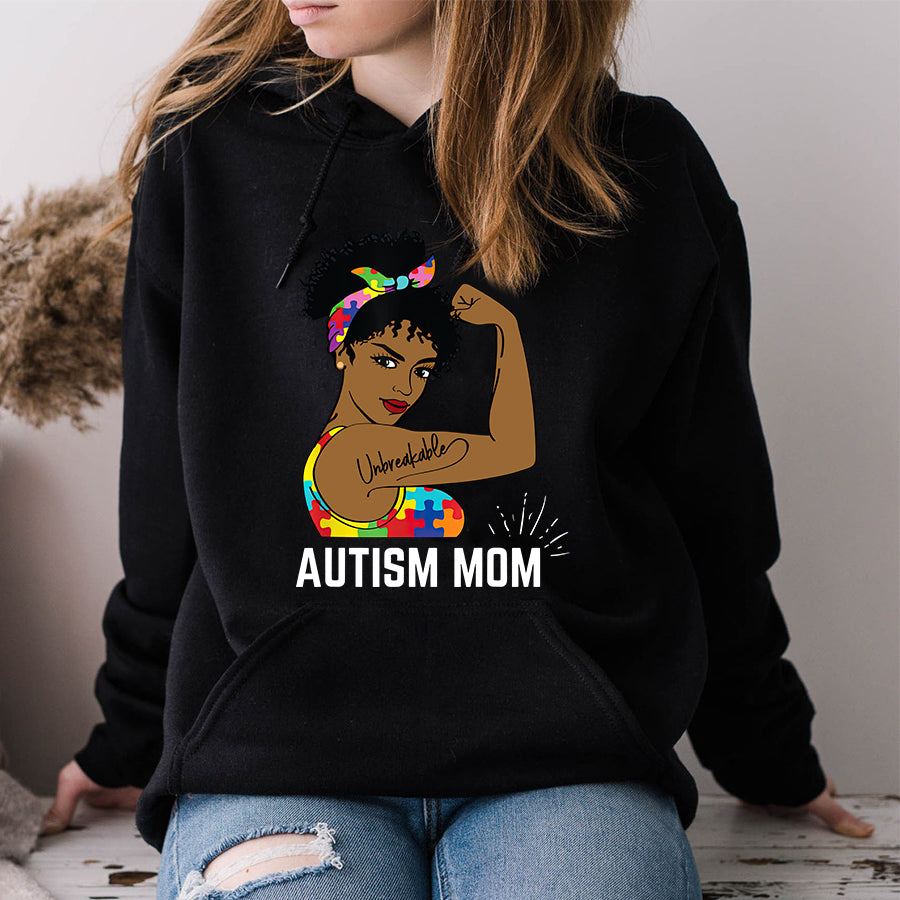 Autism Awareness Mom Life April Afro Mother Black Women Gift T-Shirt Autism Awareness Shirt For Women
