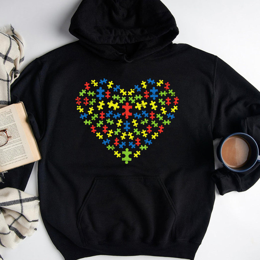 Puzzles Heart Love Autism Awareness Mom Dad Teacher Parents T-Shirt Autism Awareness Shirt