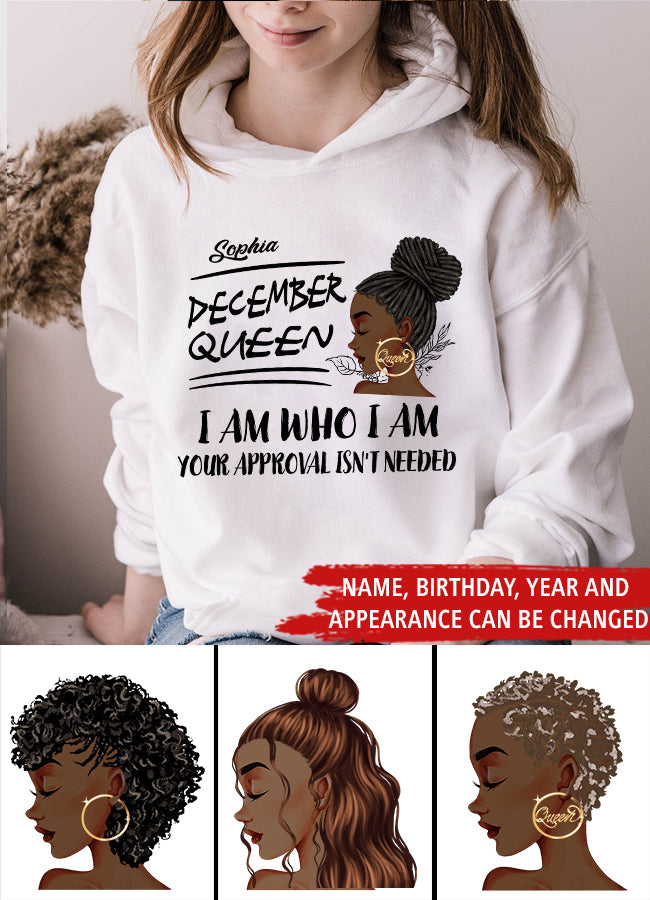 Custom December Birthday Shirt For Woman, Queens Are Born In December Gifts, Melanin Afro Woman Shirt, Black Girl Tee, Afro Queen Gift