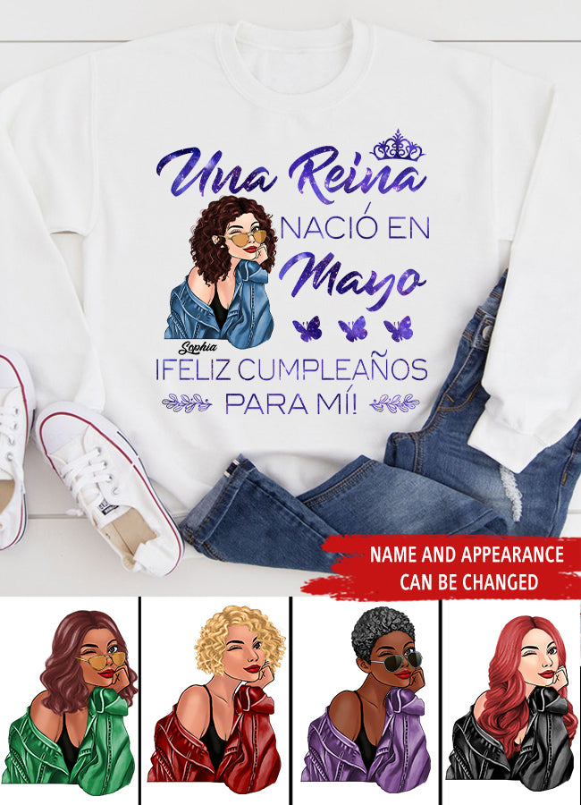 Camisa De Cumpleaños De Mayo, Camisa De Cumpleaños Personalizada, Reinas Nacidas En Mayo, Regalos De Cumpleaños De Mayo, Camisas De Mayo Para Mujeres
