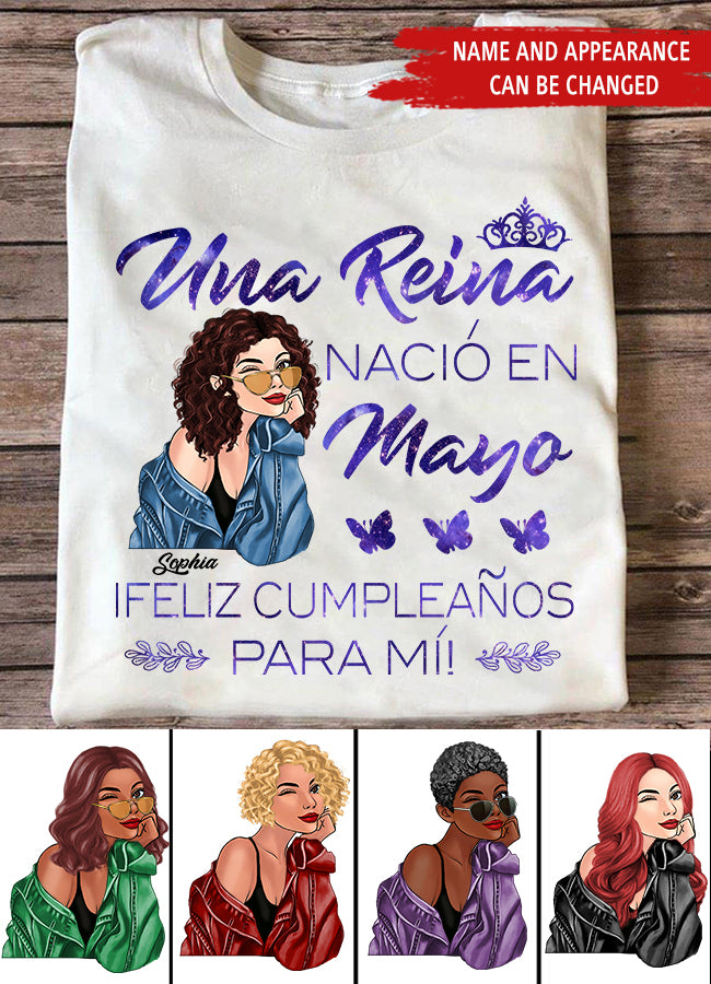Camisa De Cumpleaños De Mayo, Camisa De Cumpleaños Personalizada, Reinas Nacidas En Mayo, Regalos De Cumpleaños De Mayo, Camisas De Mayo Para Mujeres
