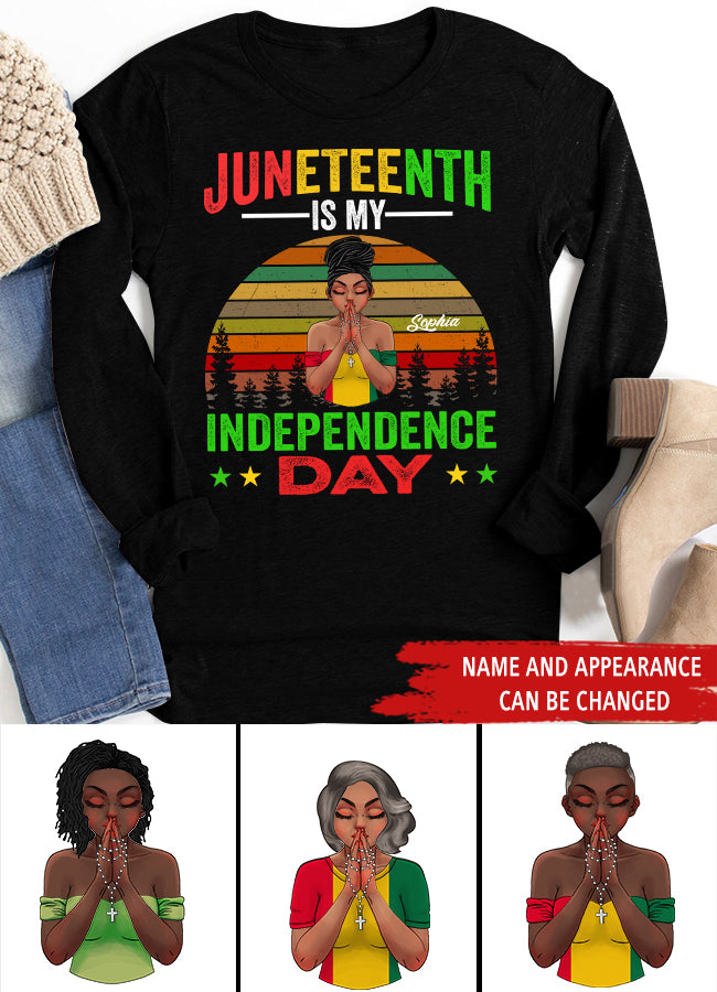 Juneteenth Shirt, Custom Juneteenth Shirt, Juneteenth Is My Independence Day Black Women 4th Of July T-shirt