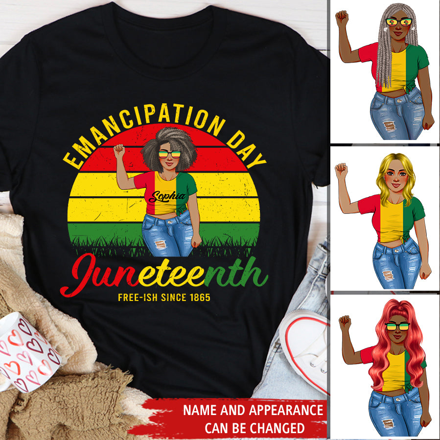 Juneteenth Shirt, Custom Juneteenth Shirt, Juneteenth Emancipation Day Vintage Cool Melanin Black Pride T-Shirt