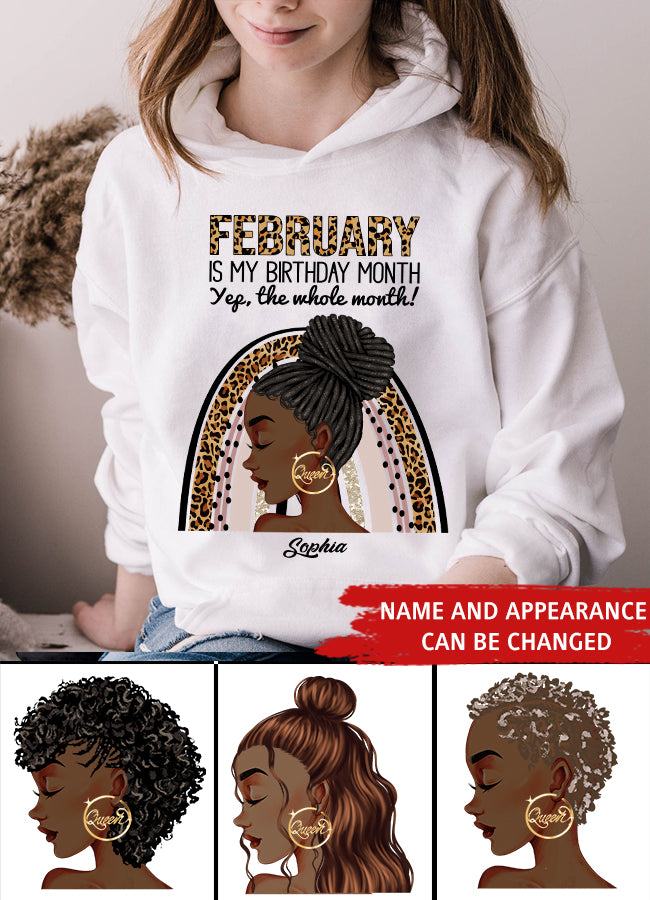 Custom February Birthday Shirt For Woman, Queens Are Born In February Gifts, Melanin Afro Woman Shirt, Black Girl Tee, Afro Queen Gift