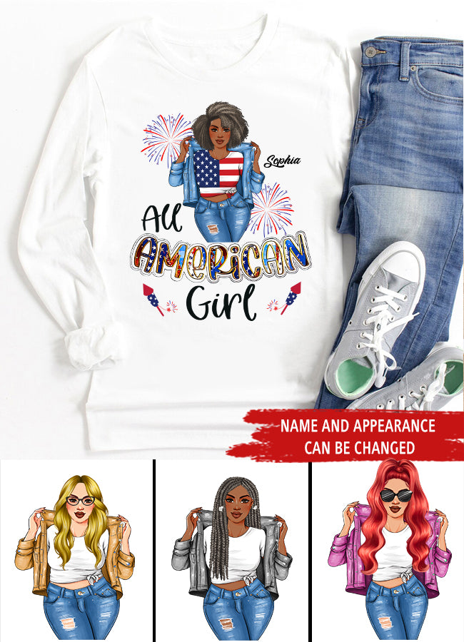 All American Girl 4th of July Shirt, All American Girl Shirt, Independence Day Shirt, 4th of July Gift, Independence Day Gift