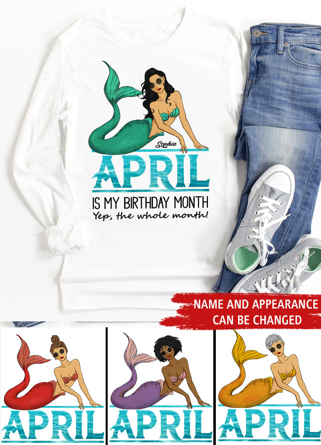 April Birthday Shirt, Custom Birthday Shirt, Queens Born In April, April Birthday Gifts, April shirts for Woman, Mermaid Shirt, Mermaid Gift