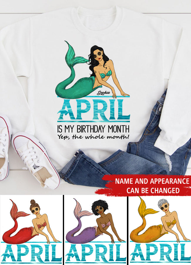 April Birthday Shirt, Custom Birthday Shirt, Queens Born In April, April Birthday Gifts, April shirts for Woman, Mermaid Shirt, Mermaid Gift