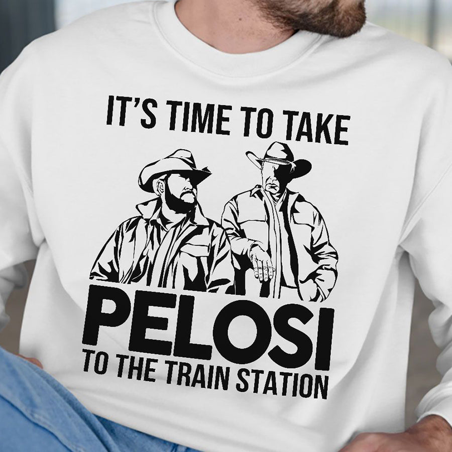 It&#39; s Time To Take Pelosi To The Train Station Shirt, FJB Shirt, T Shirts Funny, Brandon T Shirts Lovers Shirt For Men
