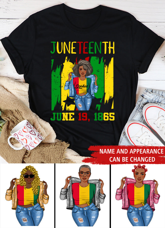 Juneteenth Shirt, Custom Juneteenth Shirt, Juneteenth Is My Independence Day Black Women 4th Of July T-Shirt
