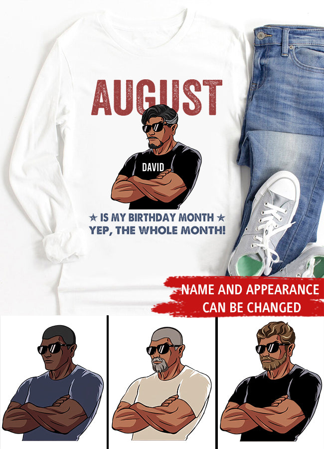 Personalized Birthday T Shirt, August Birthday Shirt, Custom Birthday Shirt, A Black King Was Born In August, August Birthday Shirts For Man, August is my birthday month, Yep the whole month