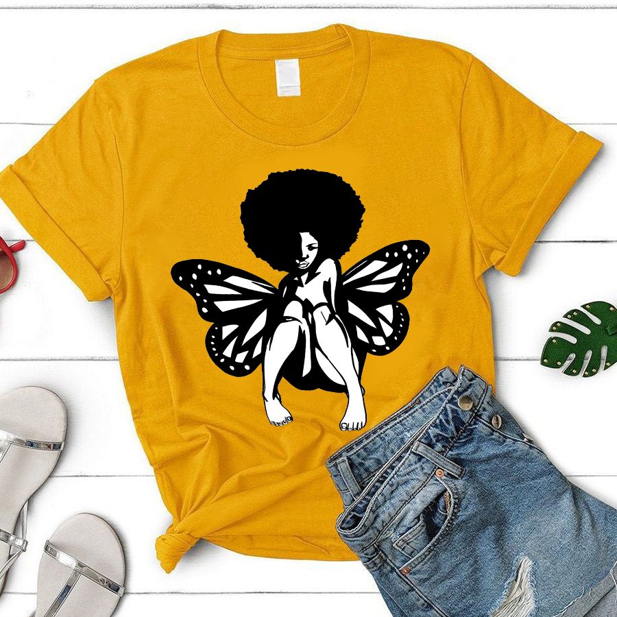 Black Woman Shirt, Black Girl Magic Shirt, Butterfly Shirt, Black Lives Matter, Afro Lady Woman.