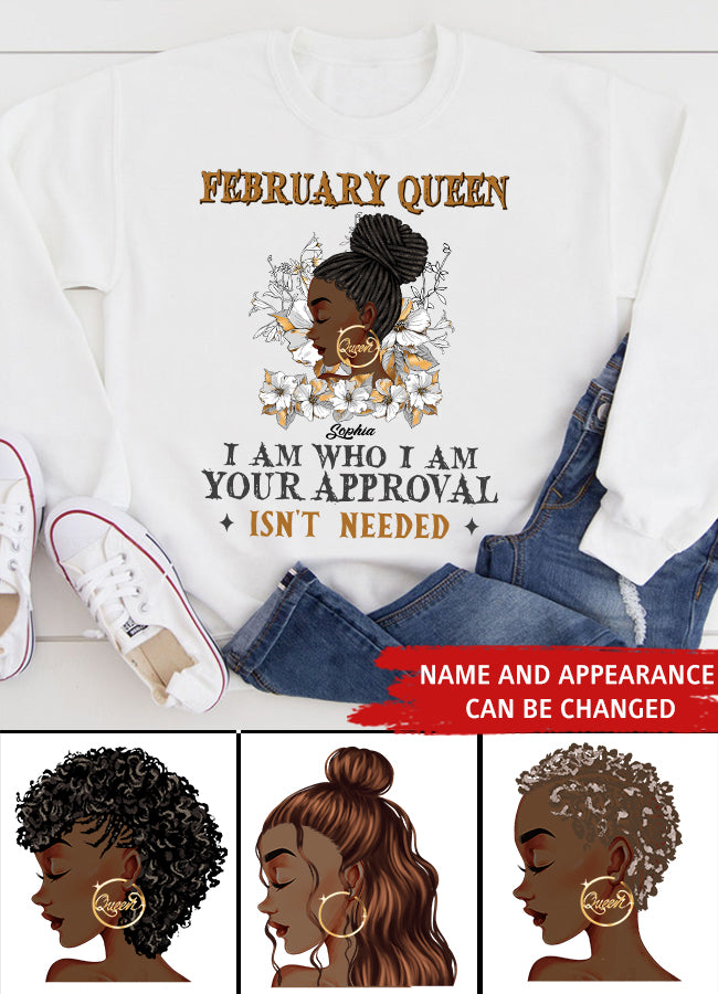 February Birthday Shirt, Custom Birthday Shirt, Queens Born In Custom February Birthday Shirt For Woman, Queens Are Born In February Gifts, Melanin Afro Woman Shirt, Black Girl Tee, Afro Queen Gift, February Birthday Gifts, February shirts for Woman