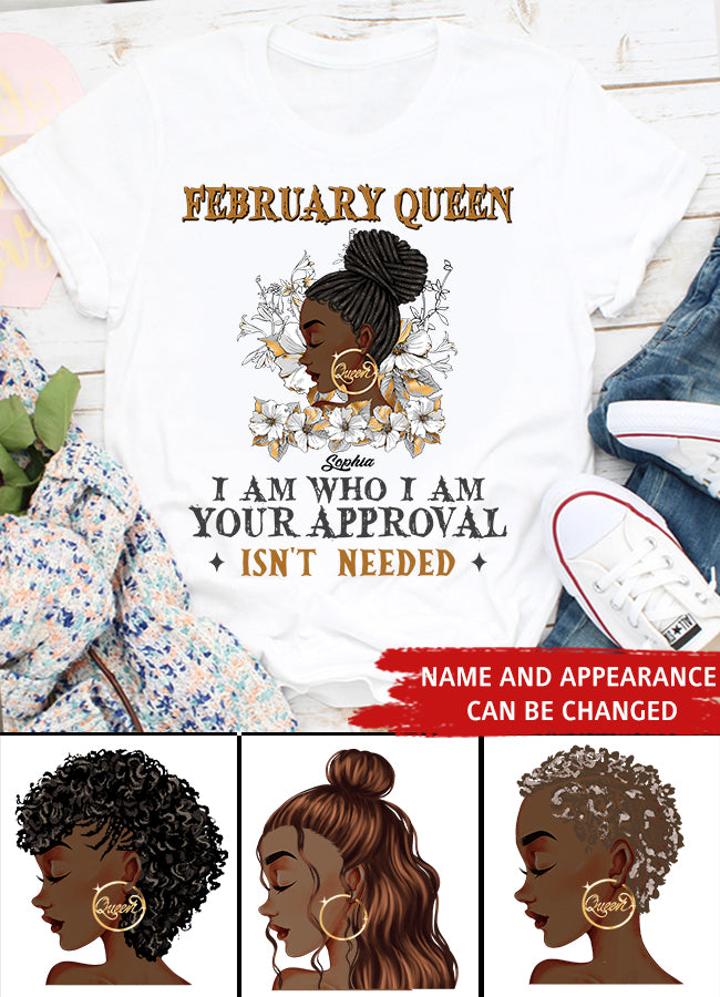 February Birthday Shirt, Custom Birthday Shirt, Queens Born In Custom February Birthday Shirt For Woman, Queens Are Born In February Gifts, Melanin Afro Woman Shirt, Black Girl Tee, Afro Queen Gift, February Birthday Gifts, February shirts for Woman