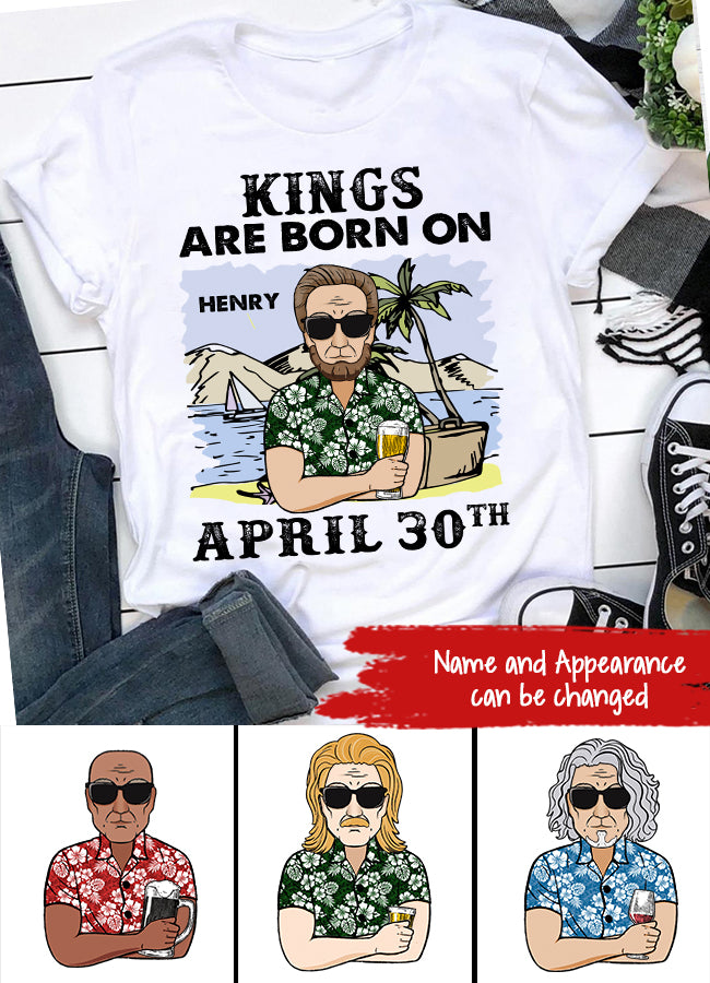 Personalized Birthday T Shirt, Kings Are Born in April t shirt, personalized birthday gifts for him, April Man t shirts, birthday gifts for Men, April birthday shirts for Men