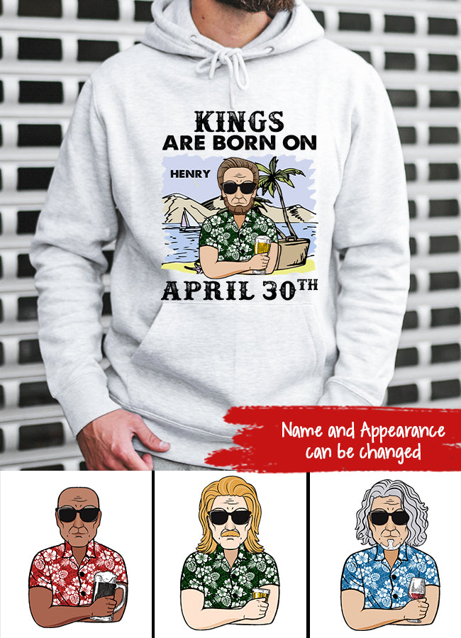 Personalized Birthday T Shirt, Kings Are Born in April t shirt, personalized birthday gifts for him, April Man t shirts, birthday gifts for Men, April birthday shirts for Men
