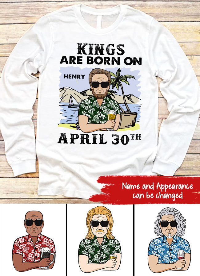 Personalized Birthday T Shirt, Kings Are Born in April t shirt, personalized birthday gifts for him, April Man t shirts, birthday gifts for Men, April birthday shirts for Men