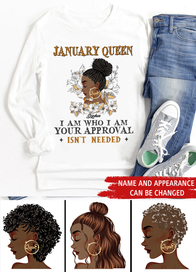 Custom January Birthday Shirt For Woman, Queens Are Born In January Gifts, Melanin Afro Woman Shirt, Black Girl Tee, Afro Queen Gift