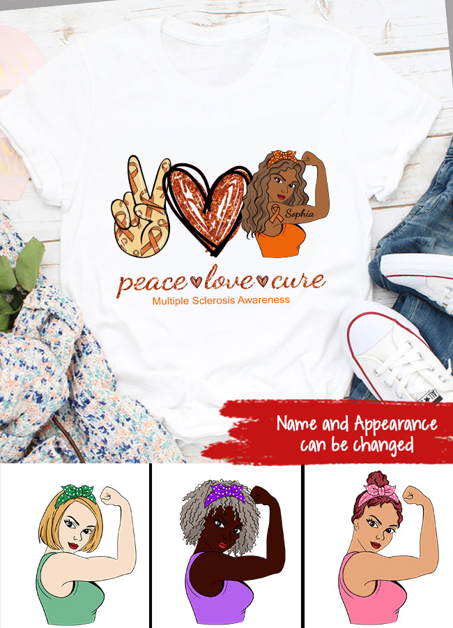 MS Awareness Shirt, Yes, It‘s All In My Head Multiple Sclerosis Orange Ribbon Chronic Illness Fighter Warrior Gift Brain Maroon T-Shirt