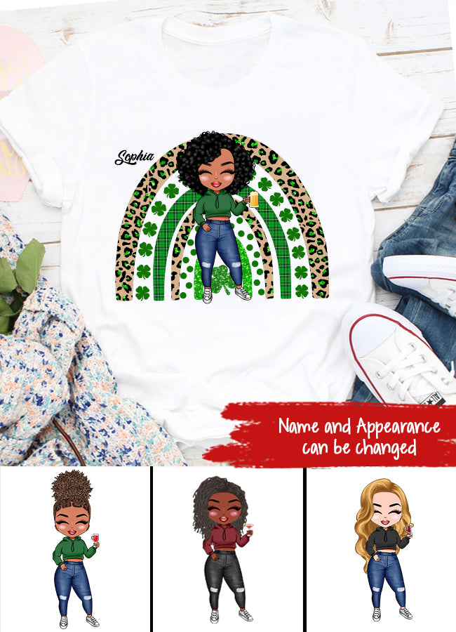 Shamrock Leopard Rainbow St Patrick‘s Day T-Shirt, Vintage St Patricks Day Shirt, Cute St Paddys Tee, Gift For BFF, Unisex Shirt.