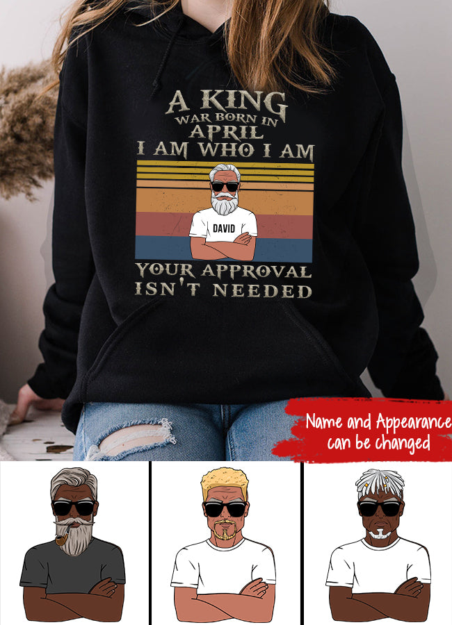 Personalized Birthday T Shirt, Kings Are Born In April T Shirt, Personalized Birthday Gifts For Him, April Man T Shirts, Birthday Gifts For Men, April Birthday Shirts For Men