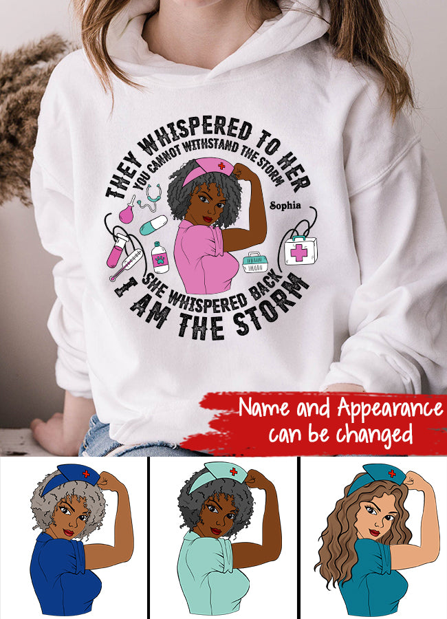 Personalized Nurse Gifts, Peace Love Nurse, They Whispered To Her, You Cannot Withstand The Storm. I Am The Storm,  Cotton Shirt For Women,Nurse Shirts For Work