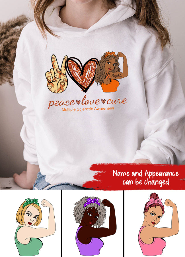 MS Awareness Shirt, Yes, It‘s All In My Head Multiple Sclerosis Orange Ribbon Chronic Illness Fighter Warrior Gift Brain Maroon T-Shirt