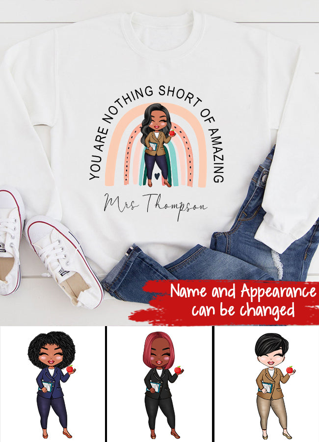 Personalised Teacher Shirt, Lockdown Teacher Gift, Personalised Teacher Gifts, Personalised Book Tee, Teaching Assistant Gift, Rainbow T-shirt