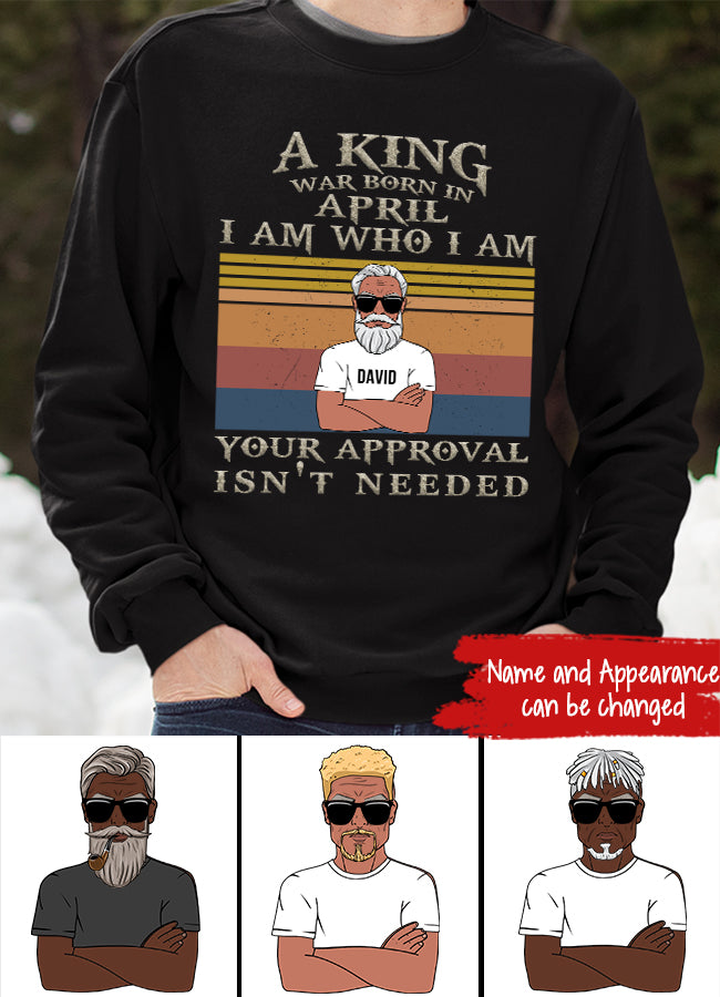 Personalized Birthday T Shirt, Kings Are Born In April T Shirt, Personalized Birthday Gifts For Him, April Man T Shirts, Birthday Gifts For Men, April Birthday Shirts For Men