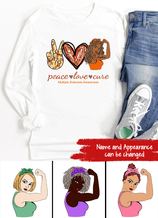 MS Awareness Shirt, Yes, It‘s All In My Head Multiple Sclerosis Orange Ribbon Chronic Illness Fighter Warrior Gift Brain Maroon T-Shirt