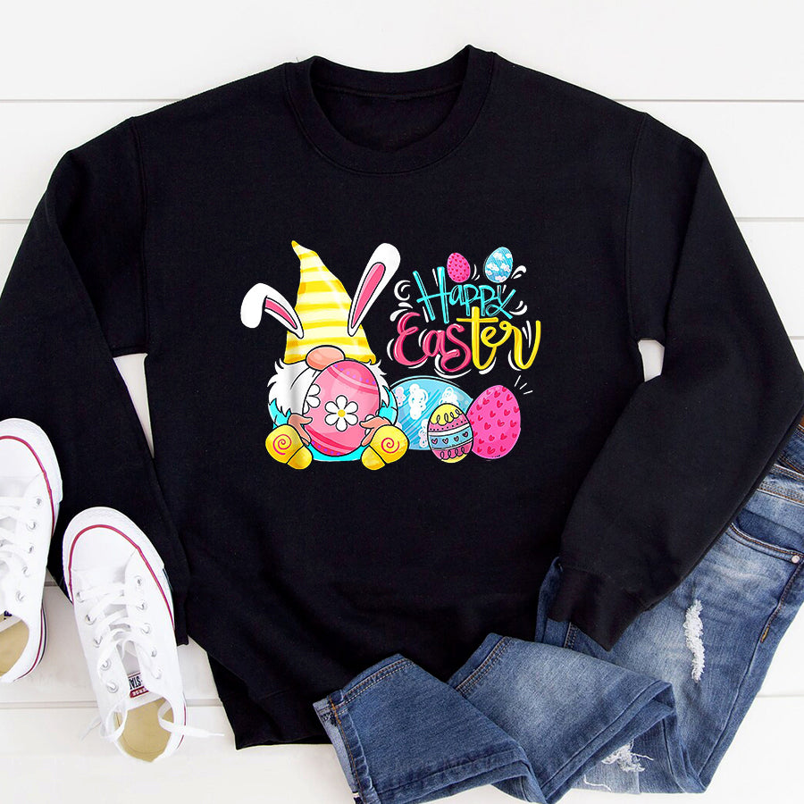 Easter Shirt Bunny Gnome Rabbit Eggs Hunting Happy Easter Day Funny T-Shirt Funny Easter Gift For Girls and Women