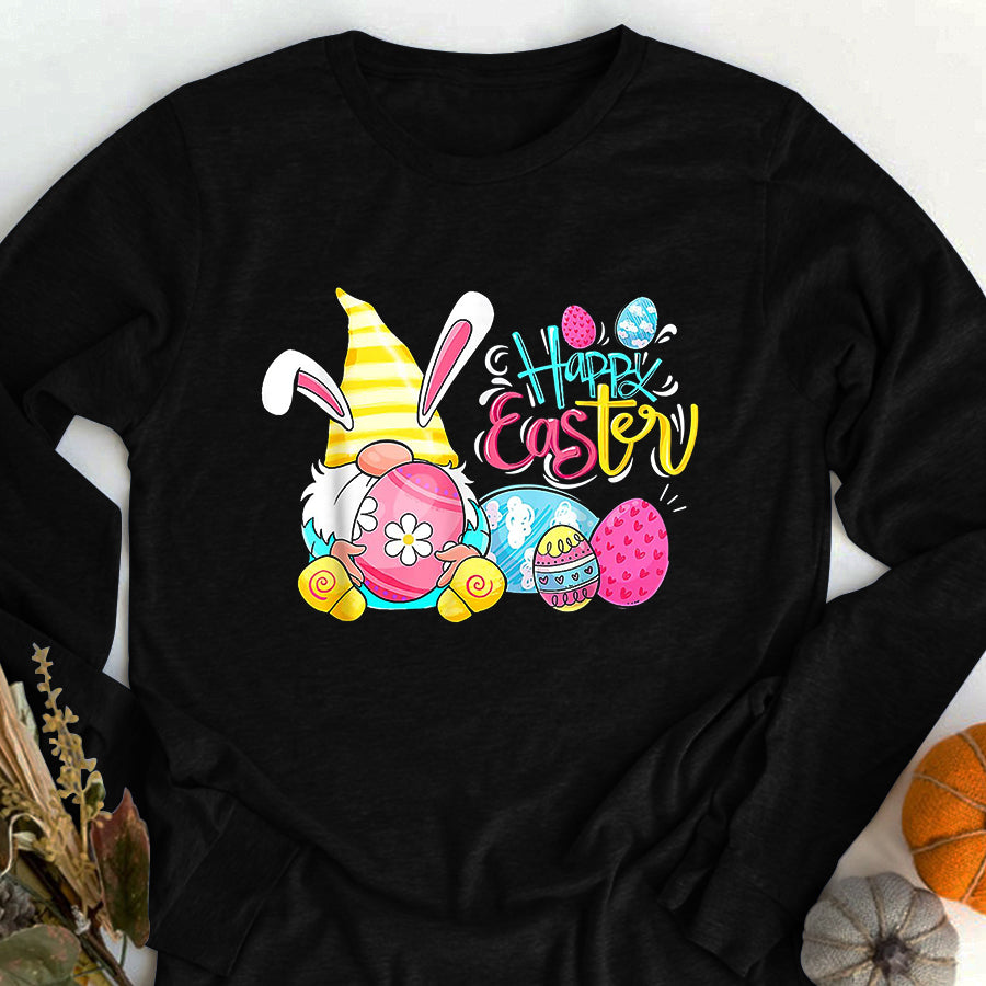 Easter Shirt Bunny Gnome Rabbit Eggs Hunting Happy Easter Day Funny T-Shirt Funny Easter Gift For Girls and Women